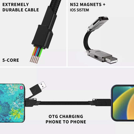 PD 60W Multi USB QC Fast Charging Cable 4in1 Type-C to Type C For iPhone Andriod