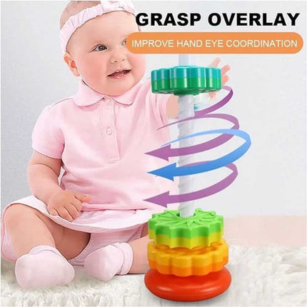 Rainbow Spinning Stacking Tower, Gear Assembly Toy