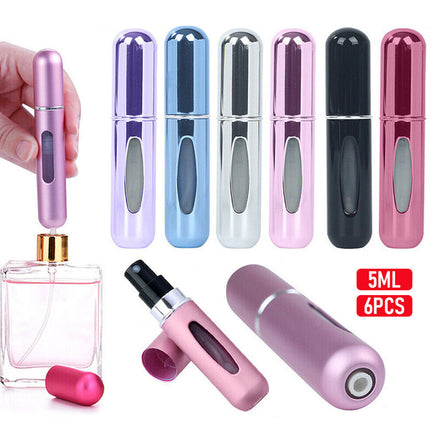 6PC Mini Easy Fill Refillable Travel Perfume Atomizer Pump Spray Pocket Bottle