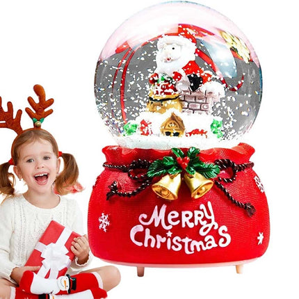 Christmas Santa Musical Snow Globe with Colour Changing LED Lights, Red Base, 12cm Indoor Festive Decor