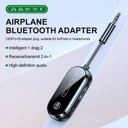 Airplane Wireless Bluetooth Transmitter Audio Adapter for AirPods & Headphones