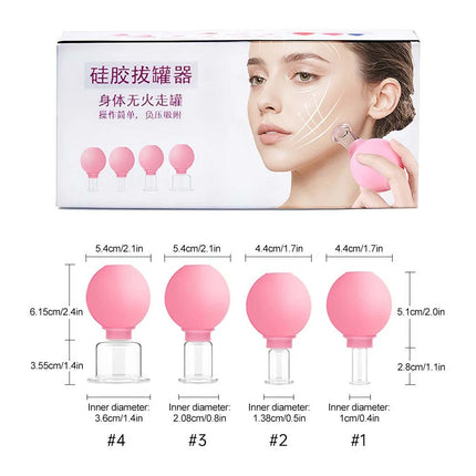 4PCS Facial Cupping Set Glass Face Massage Skincare Tool