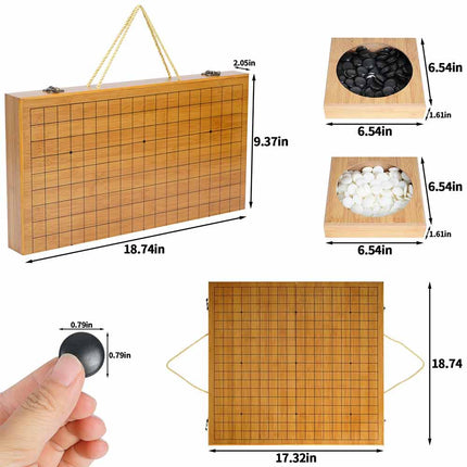 Wooden Portable Weiqi Go Game Set, Traditional Chinese Timber Strategy Board Game Gift