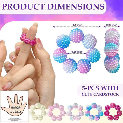 5 Pack Beaded Sensory Finger Rings, Stress Relief Fidget Rings for Autism ADHD