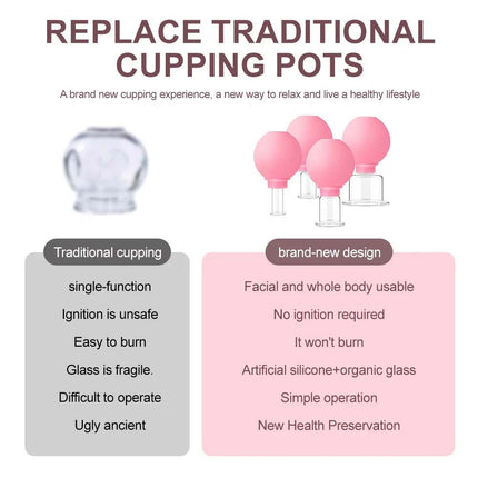 4PCS Facial Cupping Set Glass Face Massage Skincare Tool
