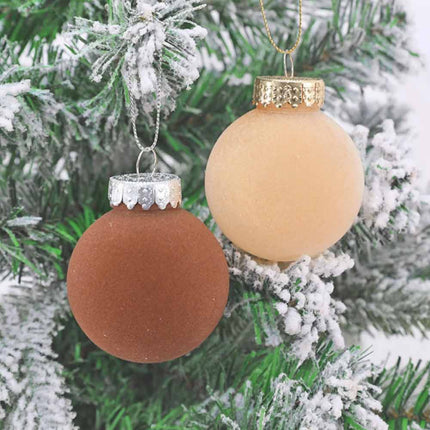 12PCS 6cm Flocked Christmas Balls Xmas Tree Hanging Baubles Ornament Party Decor