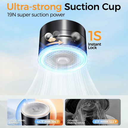 Magnetic Phone Holder - 360° Rotatable Adjustable Car Suction Cup Mount in Black