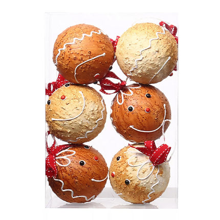 6Pcs Gingerbread Christmas Baubles, Xmas Tree Hanging Ornaments Decorations