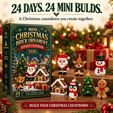 24 Day Xmas Advent Calendar | 24 Pre-Assembled Brick Ornaments Blind Box