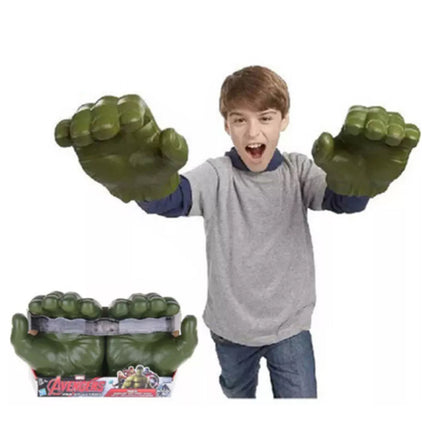 Pair of Green Plush Smash‑Fist Gloves, Kids Role‑Play Soft Toy Gloves for Party Cosplay