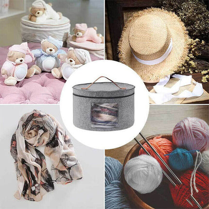 Extra Large Round Hat Storage Box for Women & Men Pop Up Felt Hat Box Organizer
