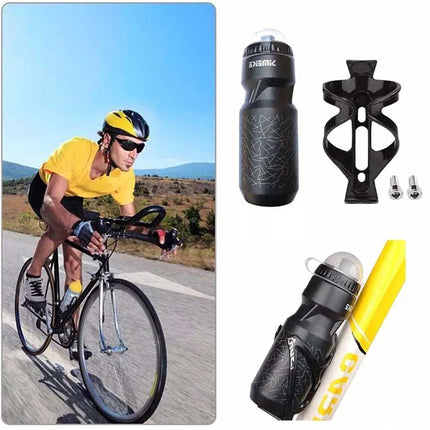 750ml Sports Water Bottle with Holder Cage Kit for Mountain Bike & Road Cycling - Leak-Proof Bicycle Drink Bottle Set