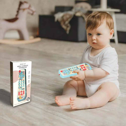 Baby TV Remote Control Sensory Toy Lighting Music Buttons Toddler Play Set Blue