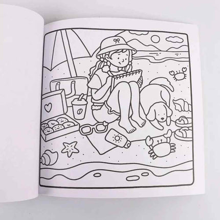 Girl Daily Moments Coloring Book for Adults Teens Cozy Easy Patterns