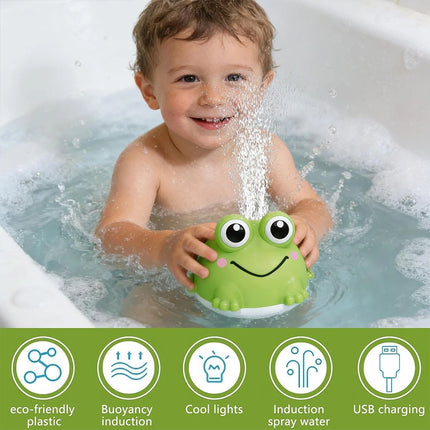 Baby Light Up Bath Toy, Induction Spray Water Frog Sensory Bath Play Toy, Kids Gift