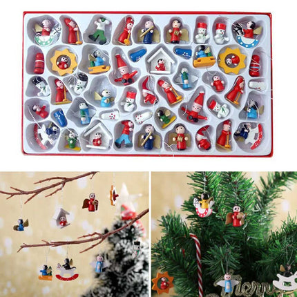 Pendant Miniature Wooden Christmas Tree Decor Figures Hanging Xmas Ornament Set