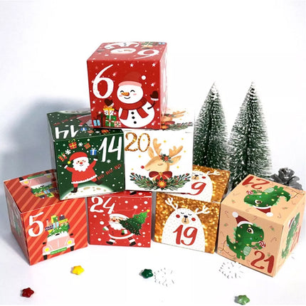 24Pcs DIY Christmas Advent Calendar Boxes 24 Days Countdown Calendar Gift Boxes