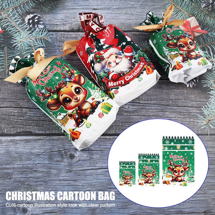 50PCS Christmas Wrapping Bags - 3 Cute Patterns Festive Gift Bags for Christmas Day, 15X23CM Portable Gift Bags Perfect for Holiday Presents