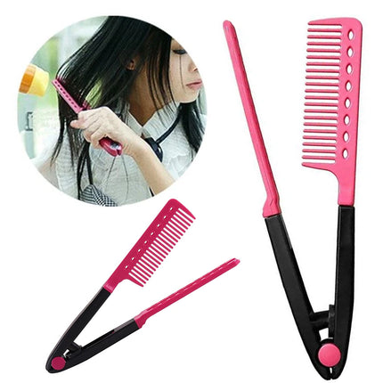 Professional Heat Resistant V-Shaped Hair Straightening Comb for Smooth Styling