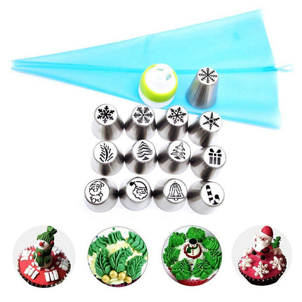 15pcs/set Christmas Nozzle Cake Decor Piping Icing Snowflake Nozzles Tip Cream