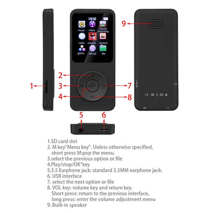 64GB MP3 MP4 Music Player 1.8" Screen Portable FM Radio Voice Recorder Gift
