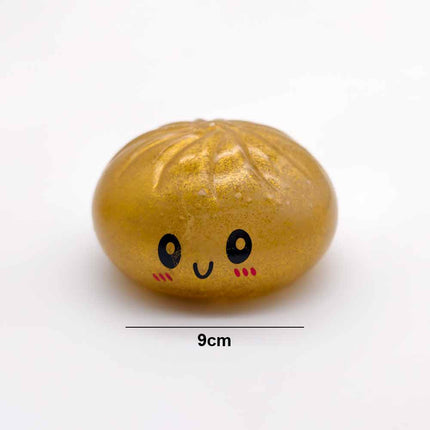 2 Pack Slow Rebound Steamed Bun Squishy Stress Relief Fidget Toy, Gold Red Soft Squeeze Sensory Toy