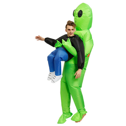 Halloween Green Scary  Alien Inflatable Costume Blow Up Party Dress Pump Gift