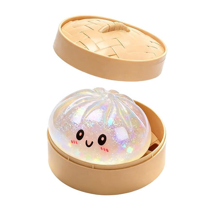 2 Pack Steamed Bun Shaped Slow-Rise Foam Squeeze Toys, Cute Facial Pattern Stress Relief Sensory Hand Play Toy