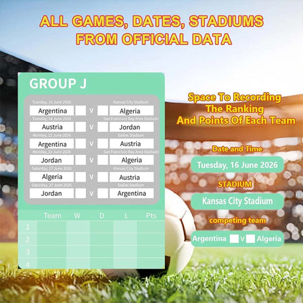 World Cup Football Wall Chart 2026, 2 Pcs World Cup Schedule Poster, Football Poster 60×90CM