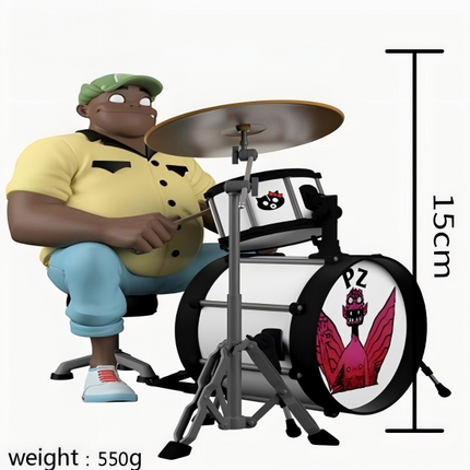 Virtual Band Character Resin Collectible Figure, Hand-Painted Statue with Signature Instrument, Premium Display Piece for Fans