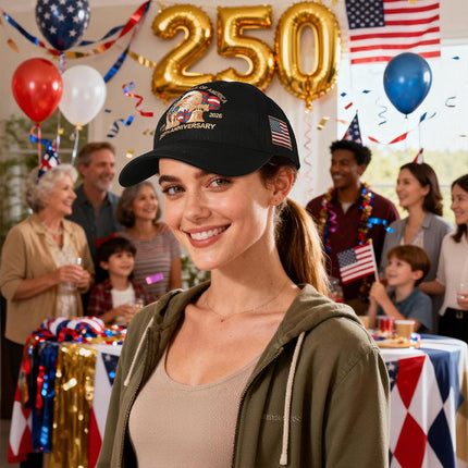 USA 250th Anniversary Adjustable Baseball Cap - Black
