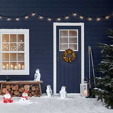 3X 26CM Christmas Penguin Light-Up Acrylic Figurine Garden LED Lamp Outdoor Decor