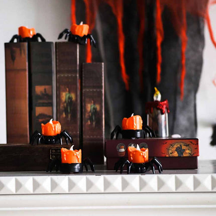 12PCS Halloween Spider Shape LED Lantern Flameless Lights Ornaments Party Decor