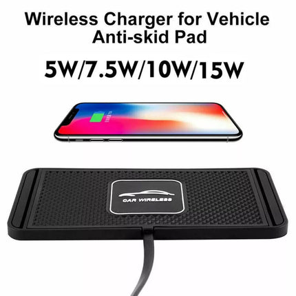 Car Wireless Fast Charging Charger Mat Non-Slip Pad Holder 1M Cable For Smart Phones