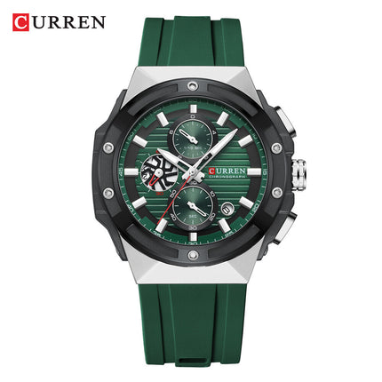 Men's Sports Quartz Wrist Watch with Calendar, Silicone Strap Casual Male Daily Watch