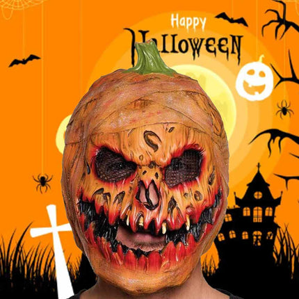 Adult Latex Pumpkin Head Mask Scary Halloween Horror Fancy Dress