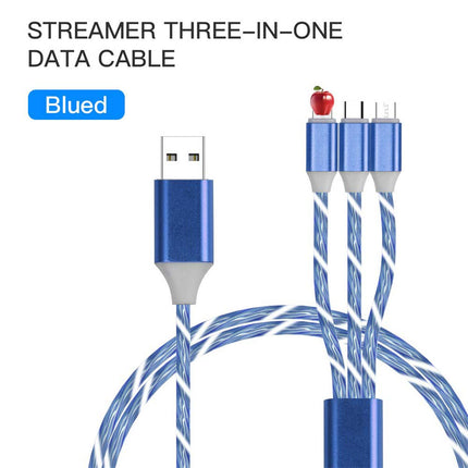 4Pcs 1M LED Flowing Light Charging Cable, 3 in 1 Multi Connector Charger Cord