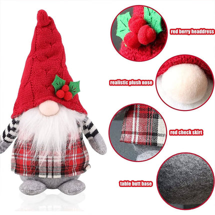 2Pcs Christmas Gnome Plush Dolls Xmas Dwarf Elf Home Decor Ornaments