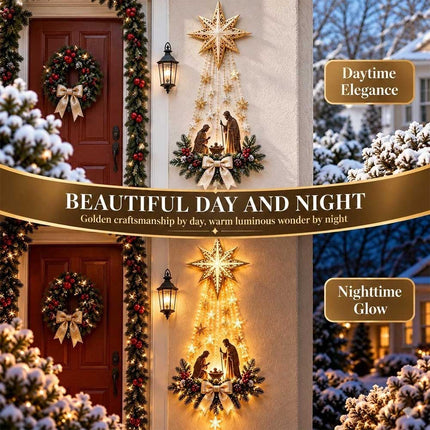 Holy Family Nativity Wall Decor, LED Light‑Up Christmas Hanging Ornament