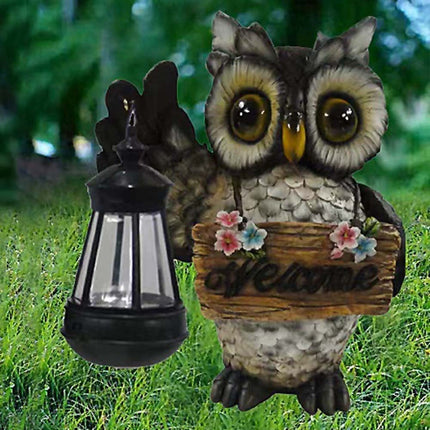 olar Lamp Owl Garden Ornament - Indoor Outdoor Welcome Decor