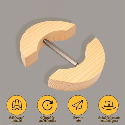 Hat Stretcher Adjustable Wooden Hat Extender for Fitted Hats Size 7.5" to 9.8"