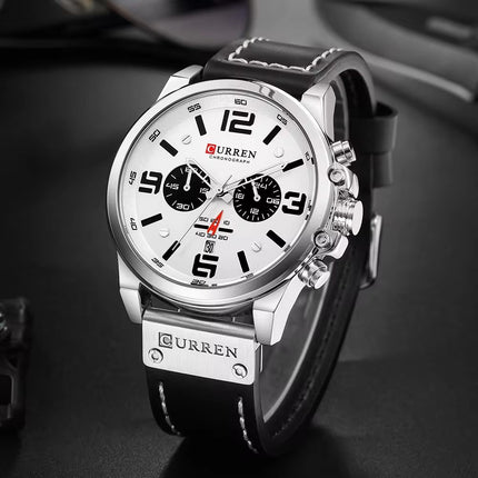 Men's Business Casual Quartz Wrist Watch, Leather Strap Analog Male Dress Watch