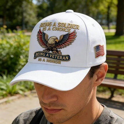 Veteran Commemorative Baseball Cap - "Being a Soldier" Embroidered Patriotic Camo Hat