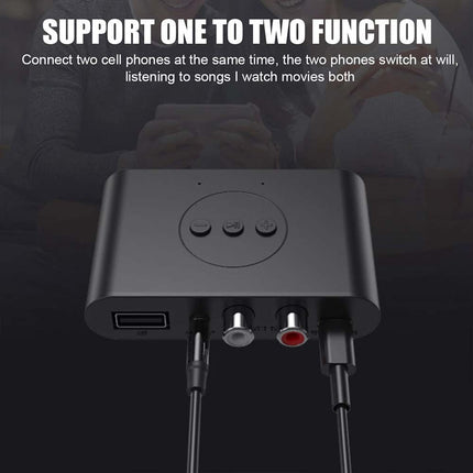 NFC Bluetooth 5.0 Wireless Receiver 3.5mm AUX to 2 RCA Audio Stereo Adapter