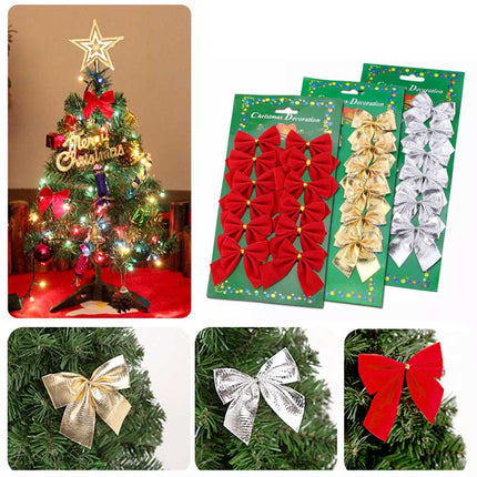 36X Christmas Tree Bow Ornament Gift Decorations XMAS Party Dinner Table Decor