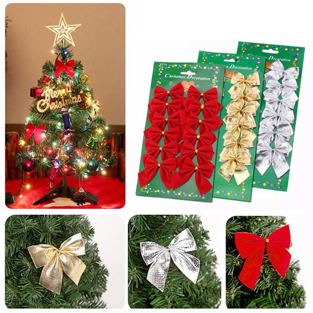 36X Christmas Tree Bow Ornament Gift Decorations XMAS Party Dinner Table Decor