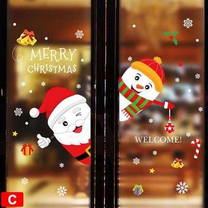 Christmas Santa Removable Window Stickers Festival Art Decal Wall Shop Home Xmas