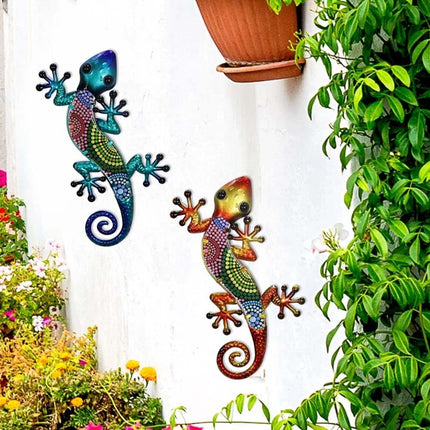 4Pcs Colorful Acrylic Gecko Lizard Decor • Garden Art Wall Hanging Fence Ornament