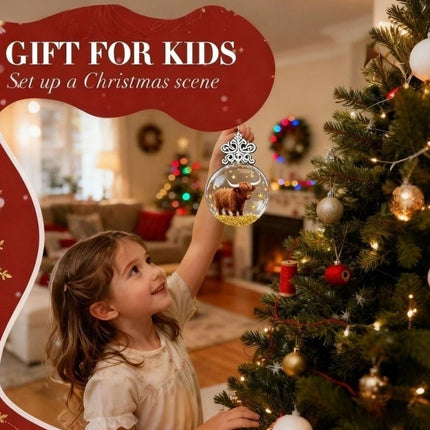 2X Christmas Tree Ornaments - Highland Cow Wildlife Animal Acrylic Ball Style for Home Xmas Decor