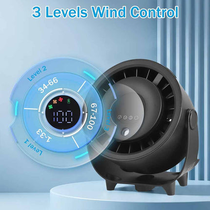 Rechargeable Misting Desk Cooling Fan 6000mAh USB Portable Desktop Fan Black